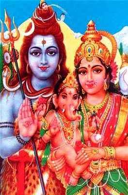 Image of Shiva with Parvati and Ganesh