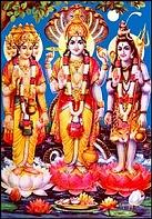 The trinity Brahma, Shiva and Vishnu, called Trimurti