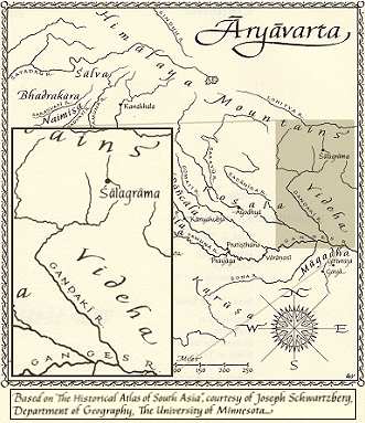 Map with the location of Sãlagrãma as can be found in the English translation of The Mahãbhãrata
