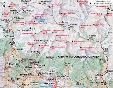 Map of Annapurna Trekking Route